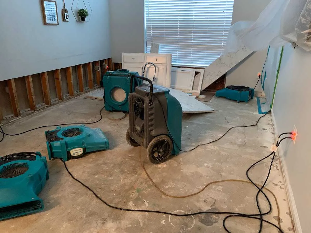 Dehumidifier in flood-cut room for Water Damage Restoration in Holtville